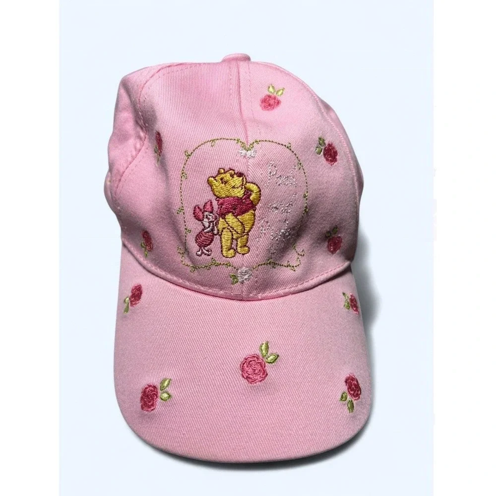 Pooh Bear & Friends Pooh Piglet Pink Embroidered Baseball Cap Sz 2T - 3T Retro